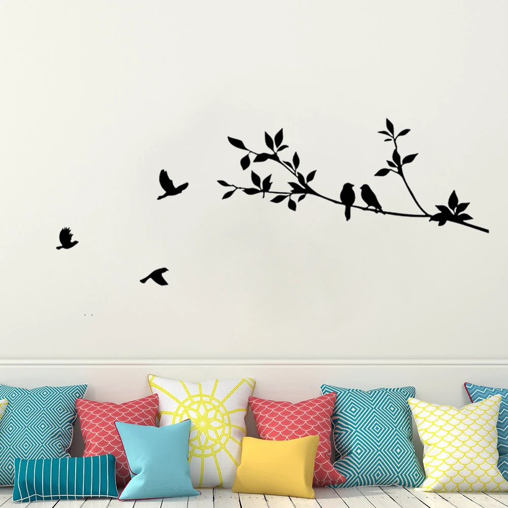 

Fying Bird Tree Branch Cut Wall Stickers Bedroom Livingroom Decoration Decals Poster Removable Vinyl Home Animal Murals HJ0410