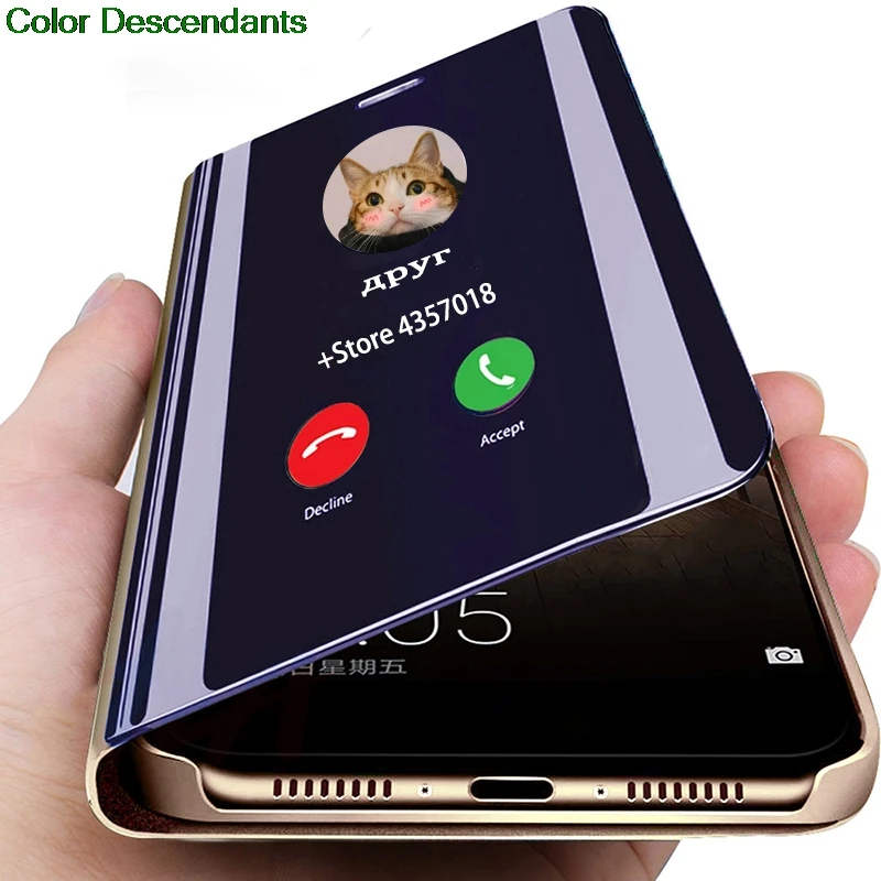 Роскошный зеркальный смарт-чехол с покрытием для Huawei P30 Global ELE-L29 флип-защитный