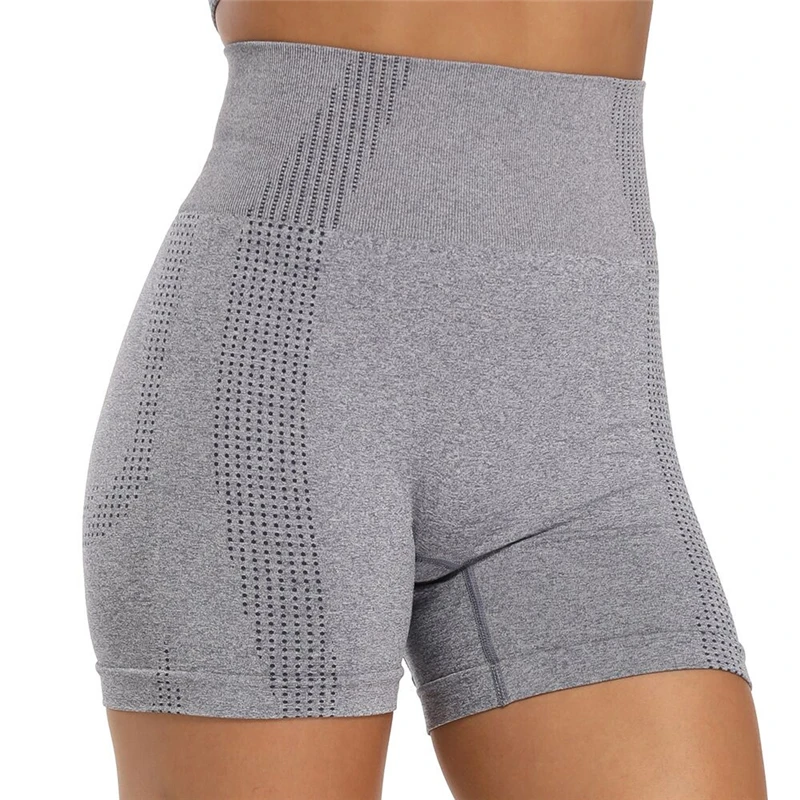 Шорты женские бесшовные с высокой талией тренировочные штаны для бега занятий