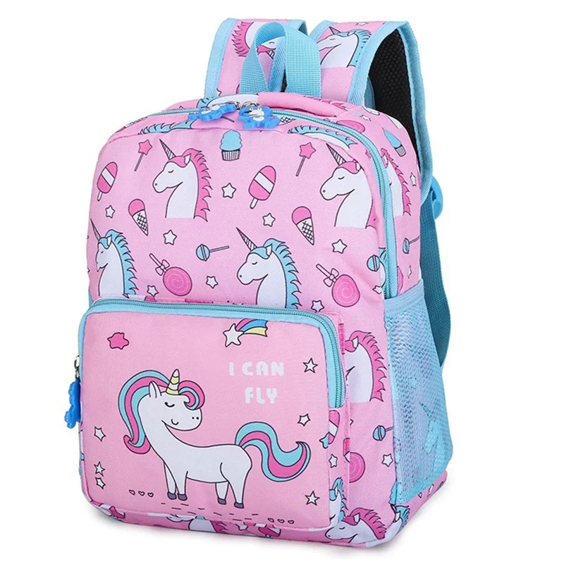 Детская школьная сумка с милым единорогом рюкзак мультипликационным принтом для