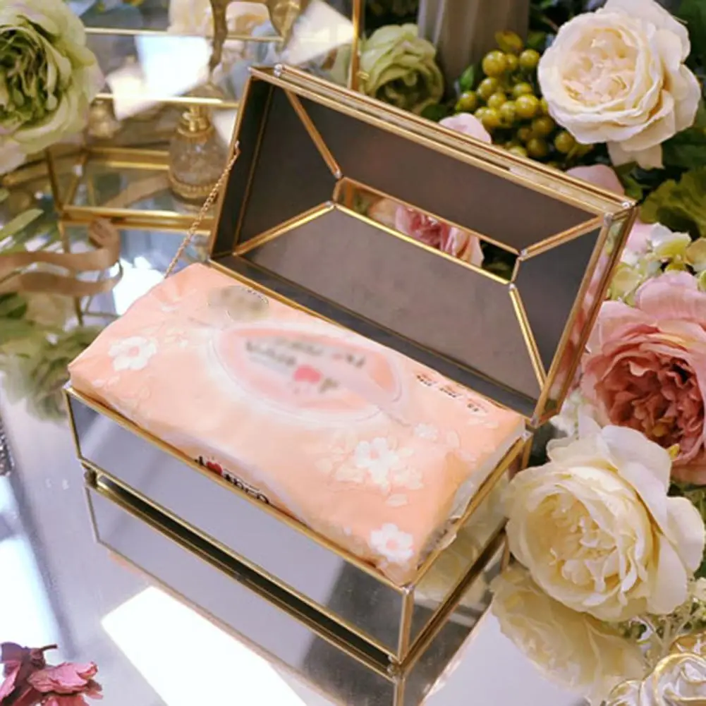 

2 Sizes European Creative Glass Tissue Box Simple Living Room Household Mirror Tissue Box Nordic Luxury Light Luxury Napkin Tray