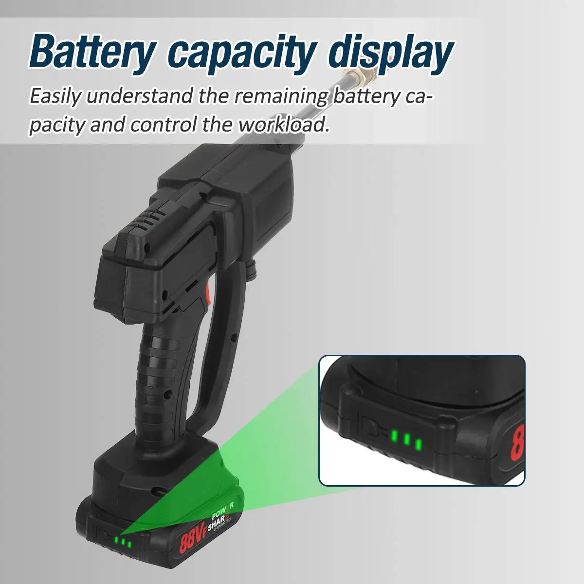 Pаспродажа 88Vf беспроводная автомобильная мойка с дисплеем, портативный пистолет-распылитель для воды высокого давления, насадка для очистки, для бата...