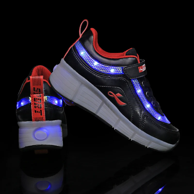 Новые детские светящиеся кроссовки Heelys, детская обувь для роликовых коньков, детские туфли со светодиодной подсветкой, кроссовки для мальчиков и девочек с колесами