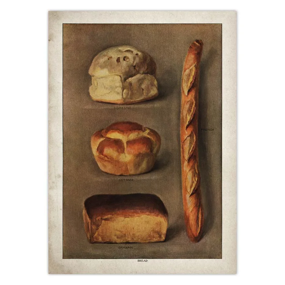 

Vintage Bread Kitchen Bakery Baked Loaves French Nordic Poster Wall Art Canvas Painting Wall Pictures For Living Room Unframed