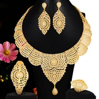 kellybola bridal noble 4 pcs hollow luxury necklace bangle earrings ring set for bridal wedding superstar show jewellery set