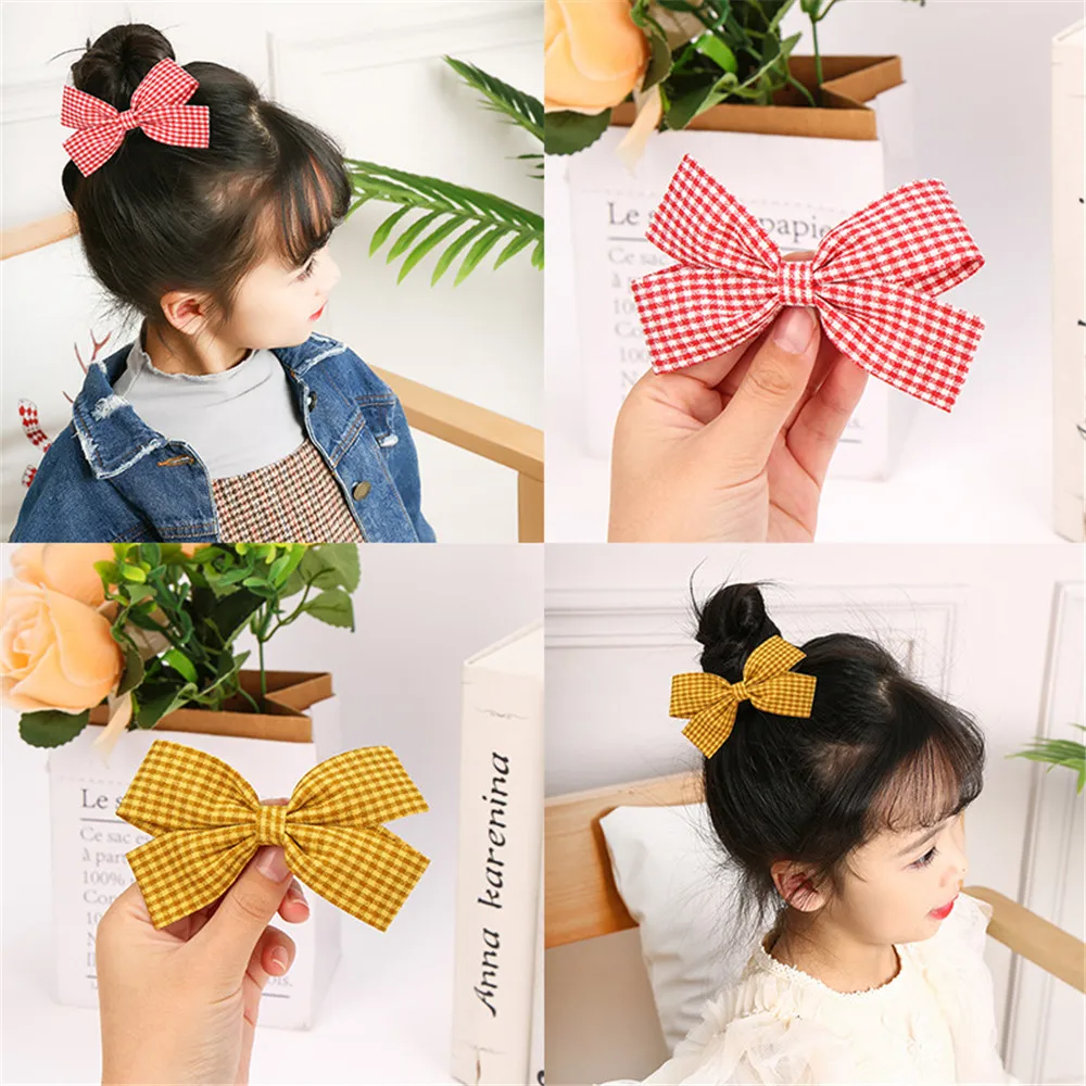 

13 Colors New Girls Cute Plaid Print Star Hairpins For Kids Children Sweet Headband Hair Clip Barrettes Fashion Bow Accessories