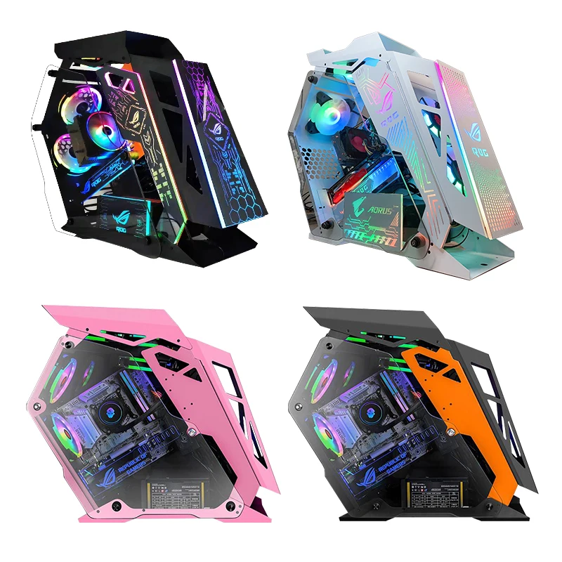 

Small coffee computer case special-shaped pink water-cooled game DIY custom full side transparent case support back line