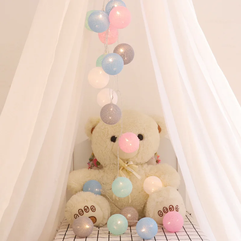 

20 LED Cotton Ball Garland String Lights Christmas Fairy Lighting Strings for Outdoor Holiday Wedding Xmas Party Home Decoration