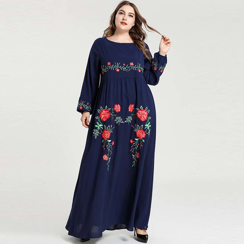 Мусульманское женское мусульманское турецкое модное вышитое платье большого