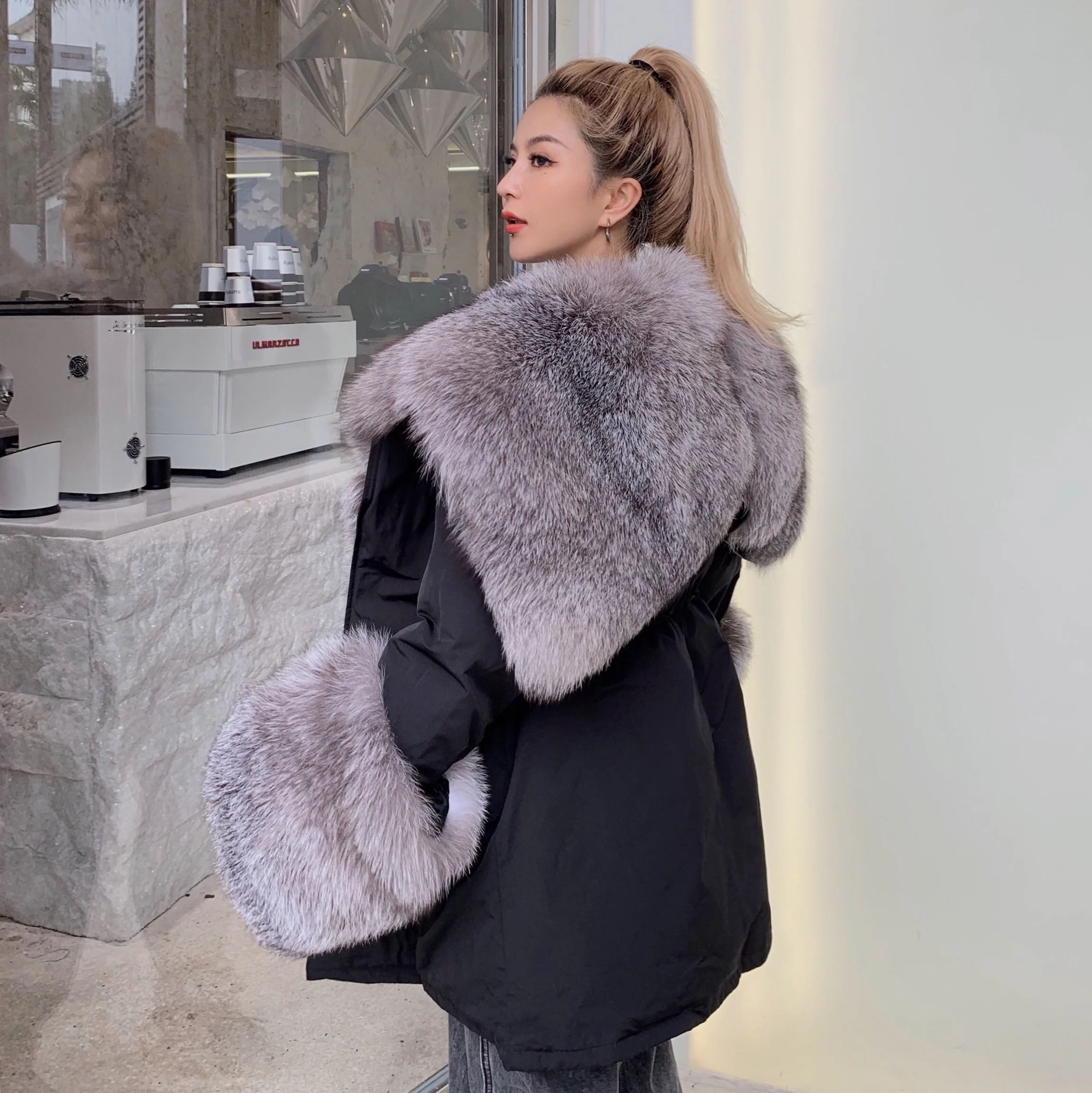 Real Fox Fur Parka Winter Women Coat 2021 KoreanWomen's Down Liner Fur Coat Removable Big Fox Fur Jacket Female Streetwear Women