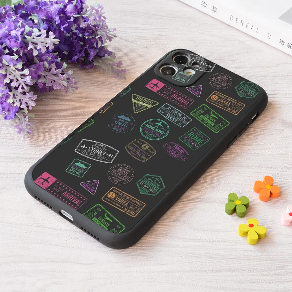

For iPhone Passport To Adventure Print Soft Matt Apple Case