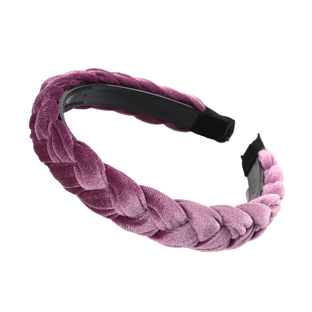 Purple Velvet Моланские осенние аксессуары для волос, широкие блестящие плетеные повязки для волос, плетеные повязки для волос, модные повязки для волос, ободок, головной убор - Цвет: Purple Velvet