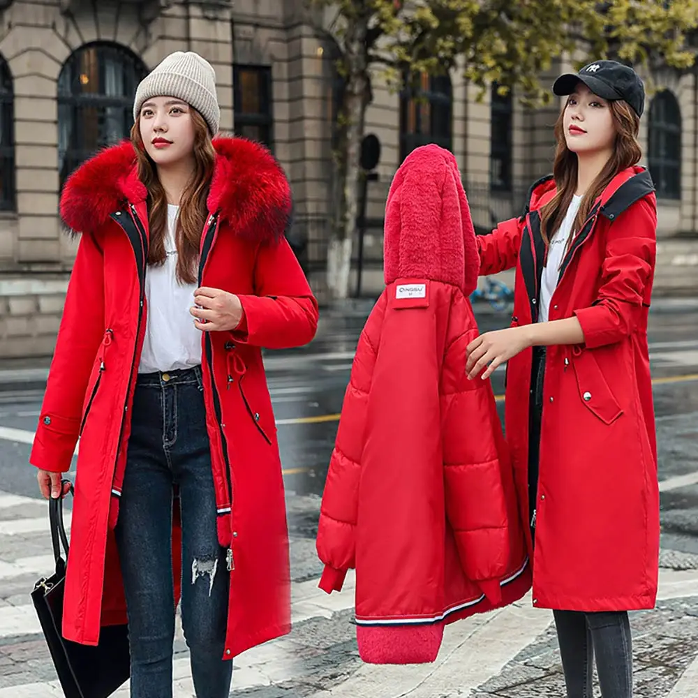 Vielleicht Fur Collar Long Hooded Parka 2021 New Winter Jacket Women Big Pocket Removable Wool Liner Three Ways Wear Winter Coat