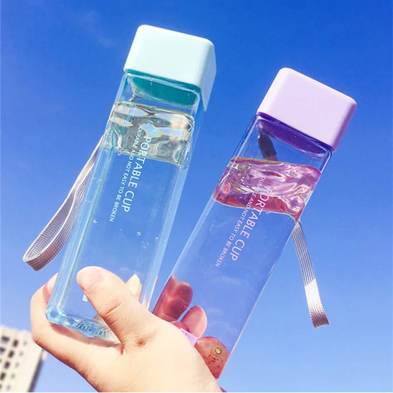Милые квадратные пластиковые бутылки для воды прозрачный без бисфенола а
