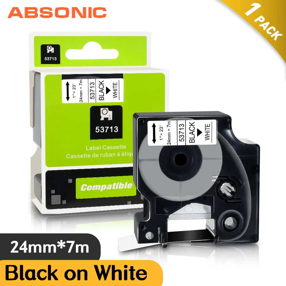 

Compatible Dymo D1 Label Tape 24mm 53713 Black on White Printer Ribbon for Dymo Label Maker Machine LM450D 500TS LW450 400 Duo