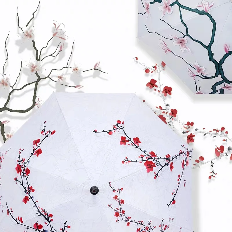 Китайский древний длинный зонтик от дождя и солнца женский складной с