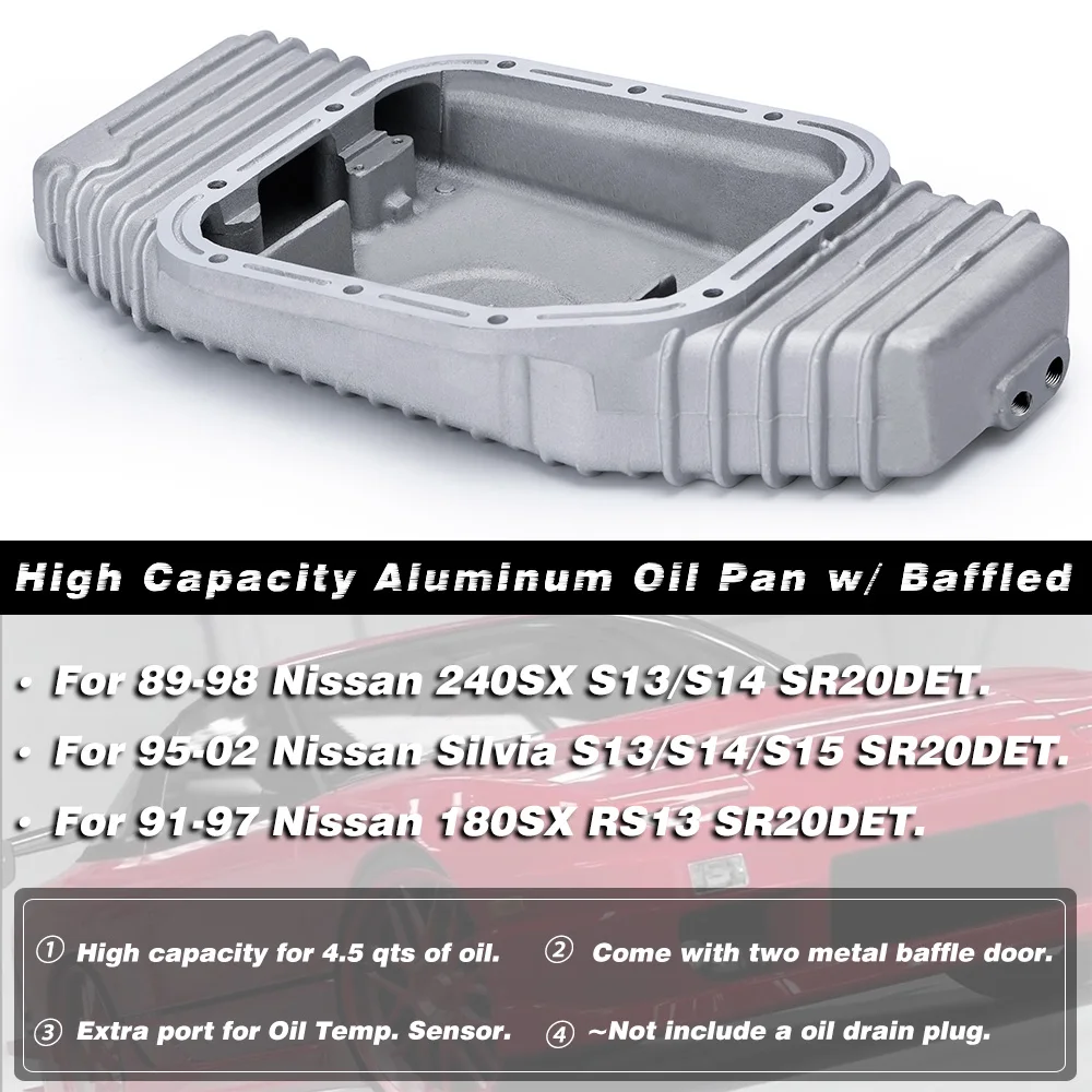 WLR Высокая емкость литого алюминия Baffled масляный поддон обновления для 89 02 Nissan SR20