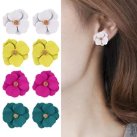 korean fashion flower stud earrings for women 2019 statement handmade cute small flower earring bohemian wedding party jewelry