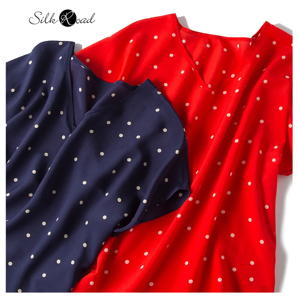 Женская футболка с V образным вырезом в горошек|Футболки| |