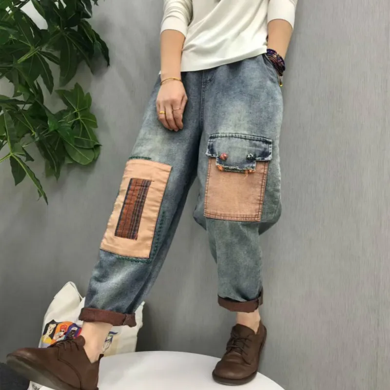 Женские джинсы в стиле пэчворк Max LuLu повседневные брюки из денима оверсайз