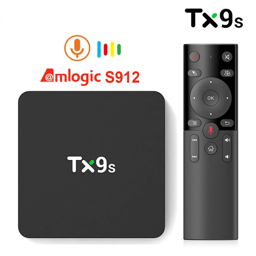 

TX9s Android Smart TV Box Amlogic S912 2GB 8GB 4K 60fps TVBox 2.4G Wifi 1000M Assistant Voice tanix tx9s Set-Top Box
