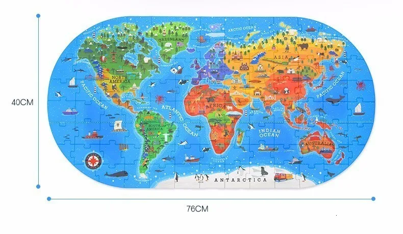 Детская Когнитивная прошитая карта 40*76 см, 100 шт, пробковая карта мира, карта памяти человека, подарок на Рождество, день рождения, Подарочная коробка для детей