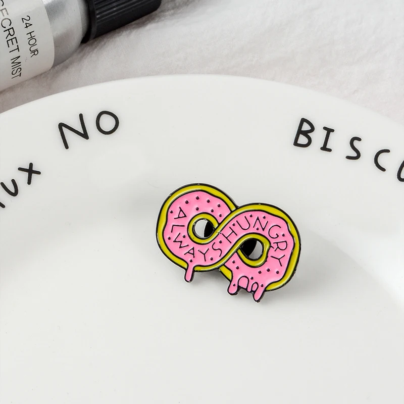 Эмалированная брошь в виде розовых пончиков Мультяшные броши сладкой еды