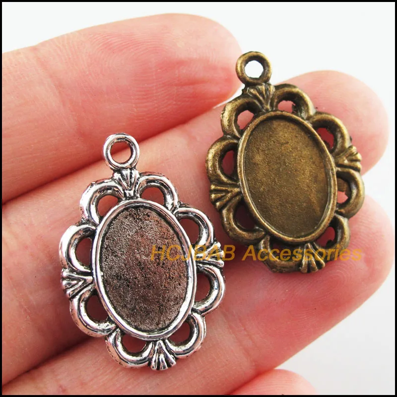 15 шт. Ретро тибетский серебряный антикварный под бронзу цветок овальная