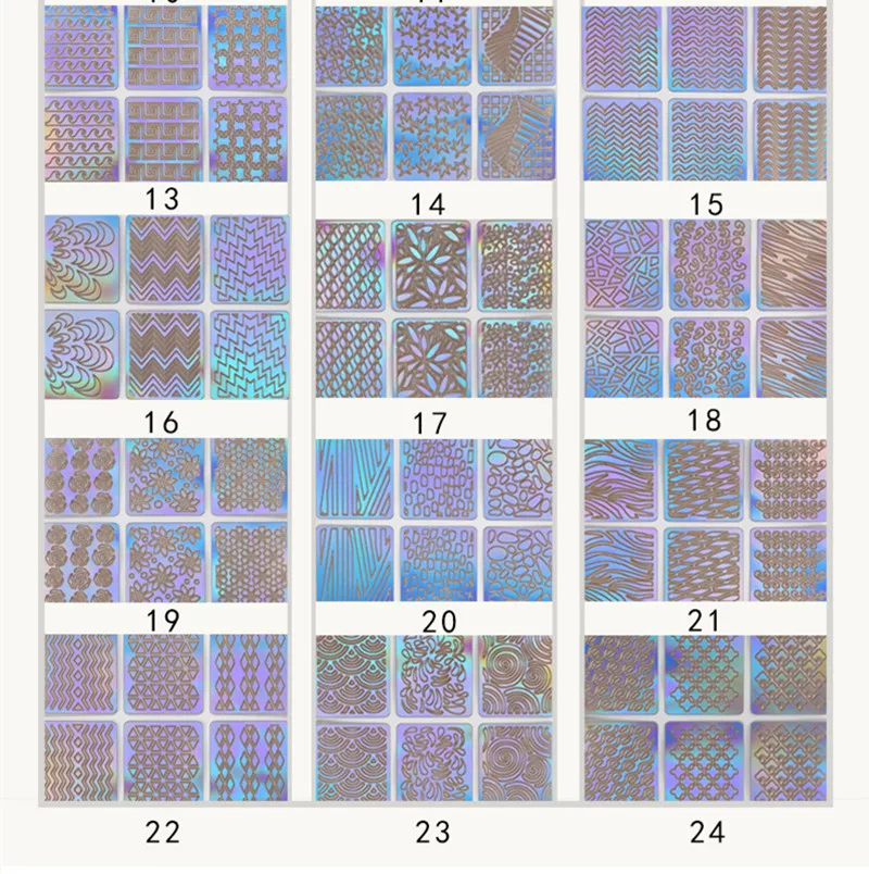 6/12/24 sheets Hollow Nail Art Tips Laser Guides Transfer Stickers Accessories French Tips Manicure Decal Decoration Stamping Template Nail Tools