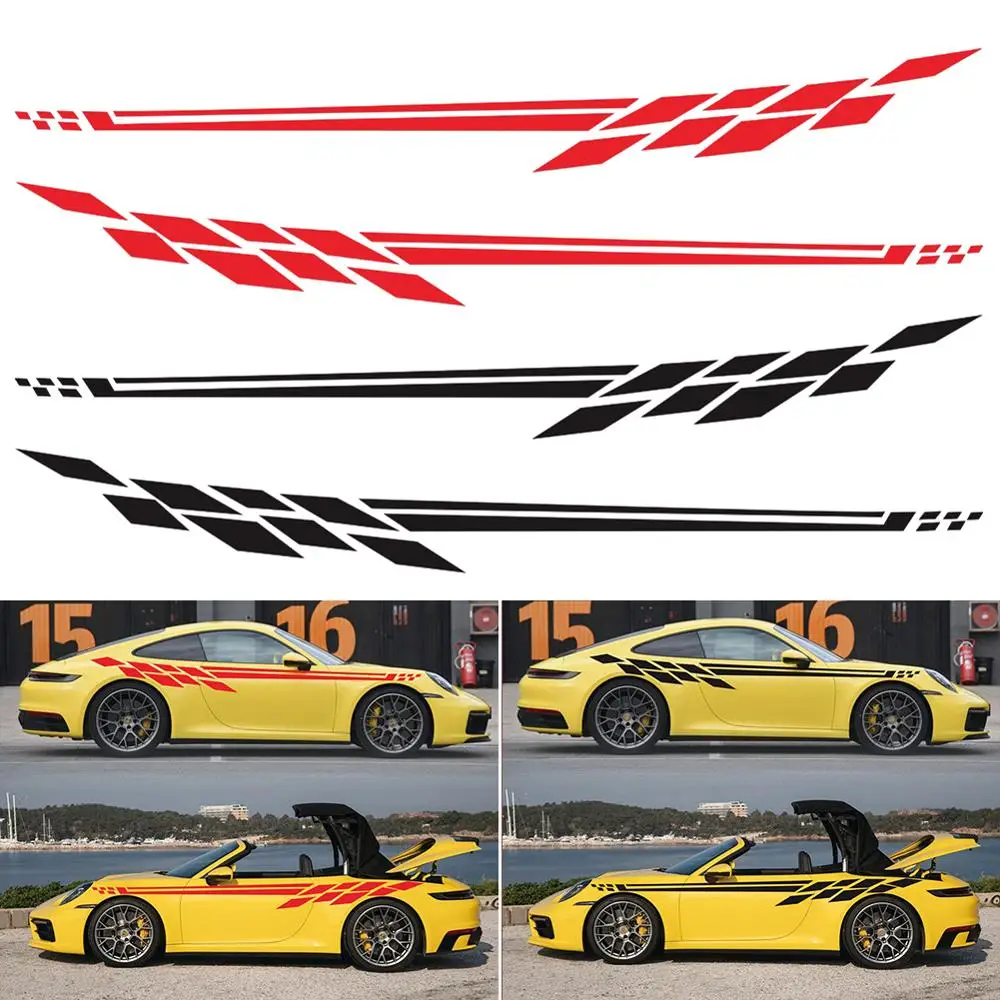 

2pcs Car Long Stripe Graphics Side Skirt Body Vinyl Decal Sticker For D-MAX Navara for Honda for Toyota Dropship