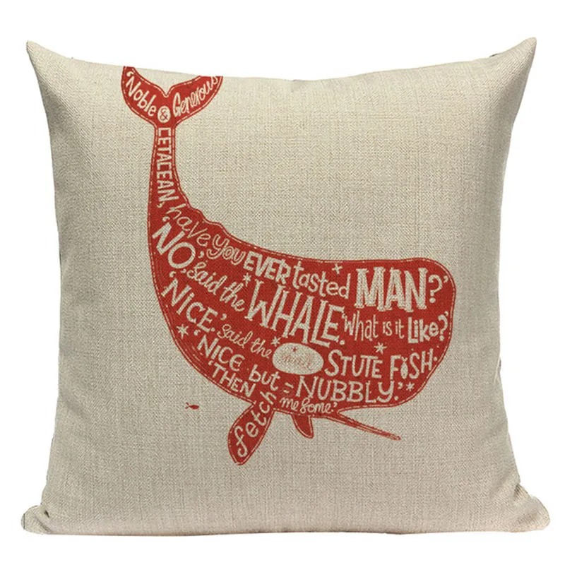 Наволочка из хлопка и льна с принтом морских животных рыбок 18x18 дюймов|Наволочки|