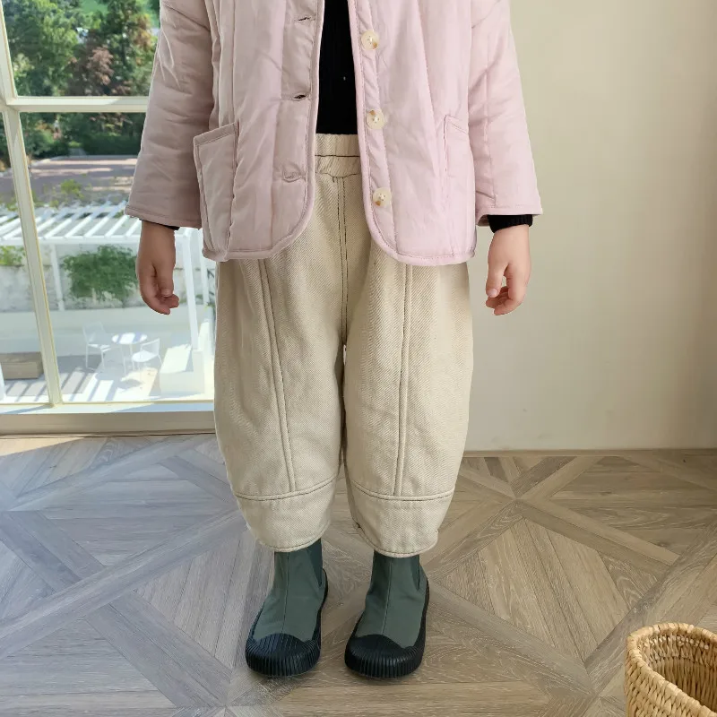 

Toddler Kids Jeans Autumn Winter Thicken Plus Velvet Denim Pants for Girls Toddler Boys Pants Korean Casual Children Jeans New