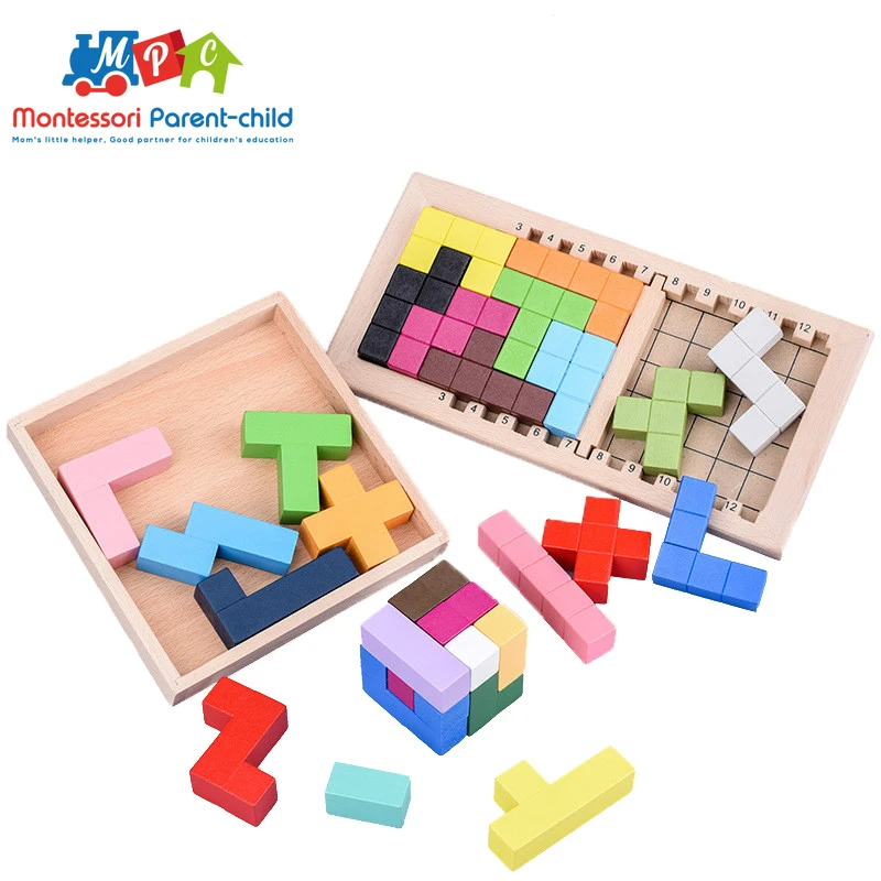 

Kids puzzles Wood toys Children Table Thinking game cube assembling puzzles montessori educational wooden toys