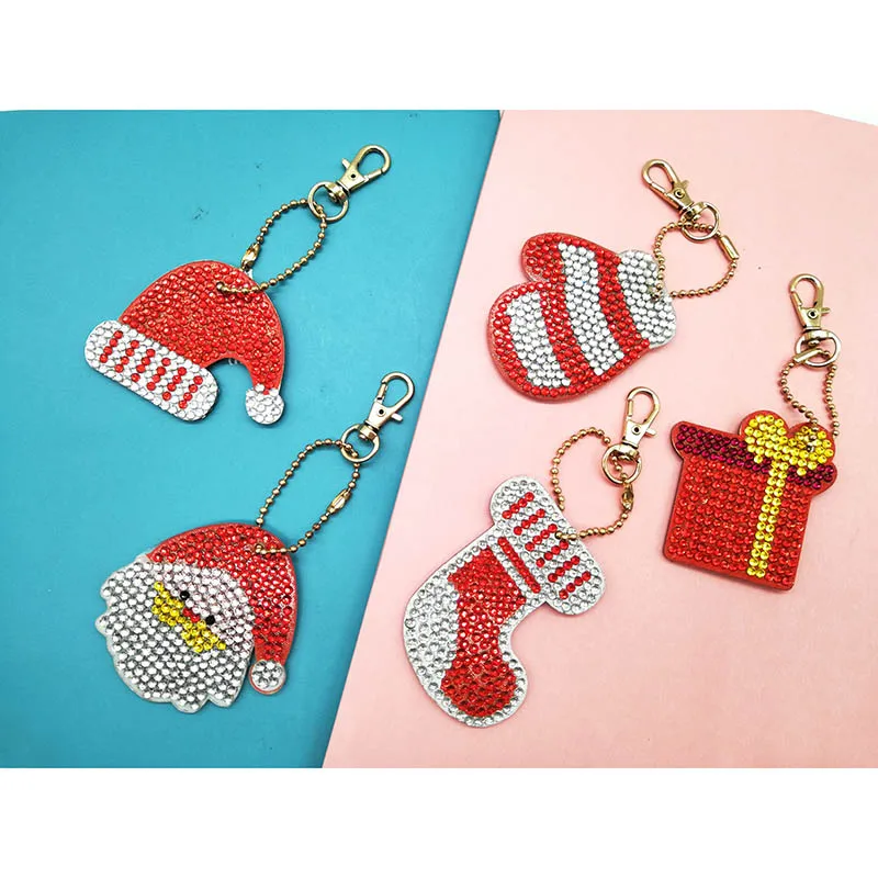 Christmas Diamond Painting Keychain Embroidery Sale Keyring Bag Decorations Cartoon Handmake Gifts | Дом и сад