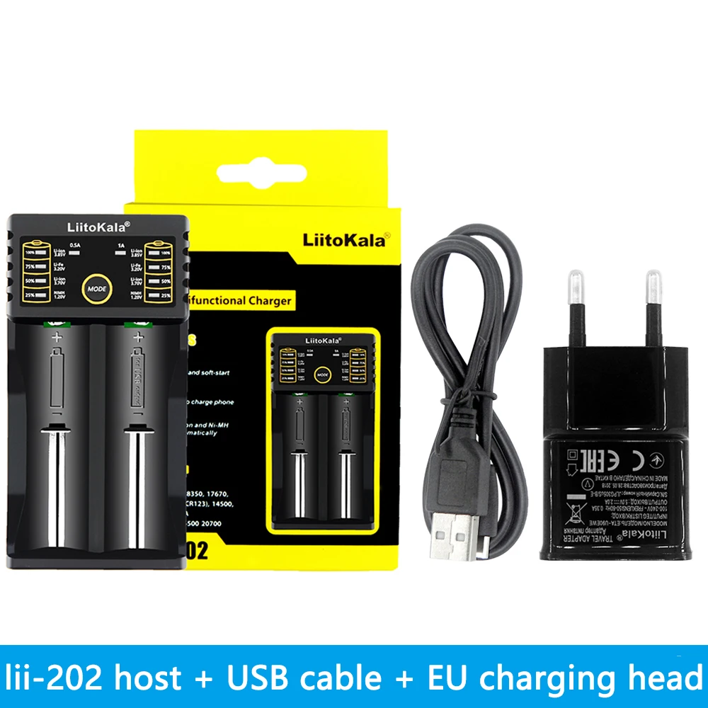 Liitokala Lii-100 lii-202 18650 Батарея Зарядное устройство для 26650 16340 RCR123 14500 LiFePO4 1.2 В Ni-MH Ni-Cd