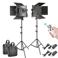 neewer 2 packs led video light photography lighting kitbi color led panel with lcd screen2 4g wireless remote and light stand