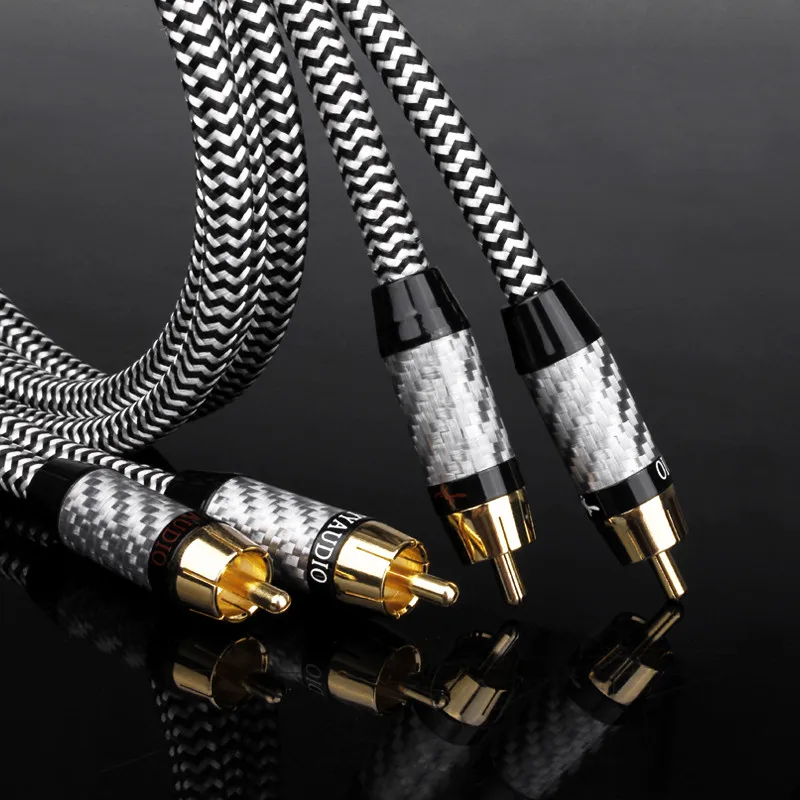 2RCA кабель с посеребренным штекером Hi Fi RCA двойной для экранирования аудио и видео DVD усилитель