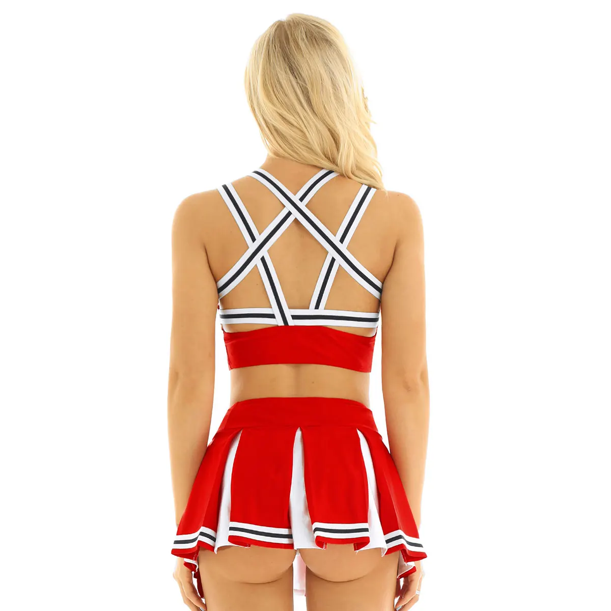 Women Schoolgirls Cosplay Uniform Sexy Lingerie Gleeing Cheerleader Sleeveless Crop Top Mini Skirt Exotic Set Halloween Costumes |