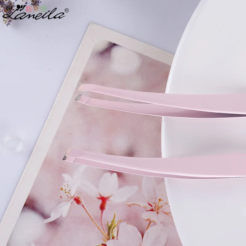 

Stainless Steel Bevel Eye Tweezer Separate Boxed Steel Eyebrow Tweezers Fashion Pink A213