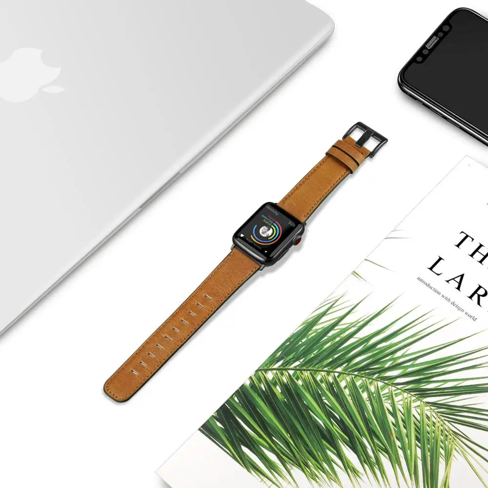 Браслет из натуральной кожи для Apple Watch серии 1/2/4/5 ремешок часов воловьей сменный
