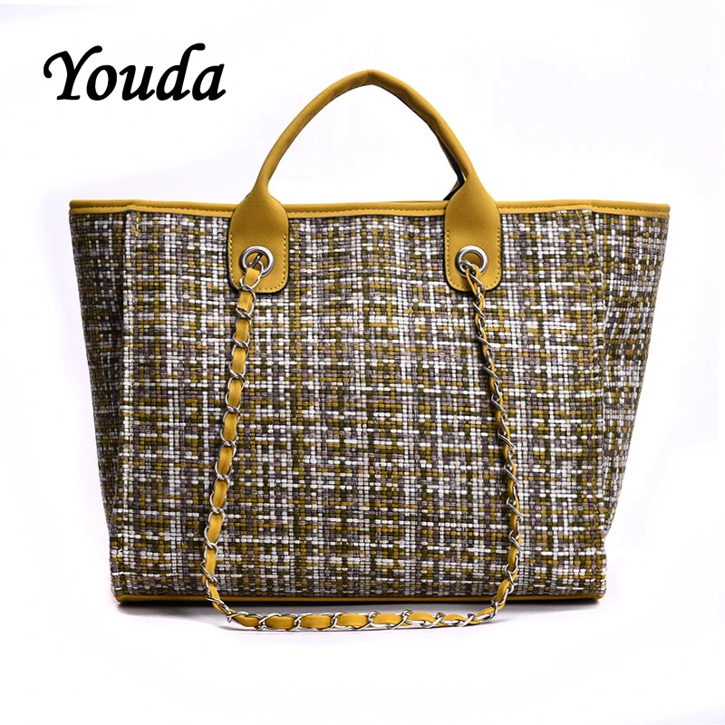 Youda оригинальный дизайн большой емкости полосатый холст материал дамская