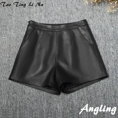 Tao Ting Li Na New Fashion Genuine Real Sheep Leather Shorts J4