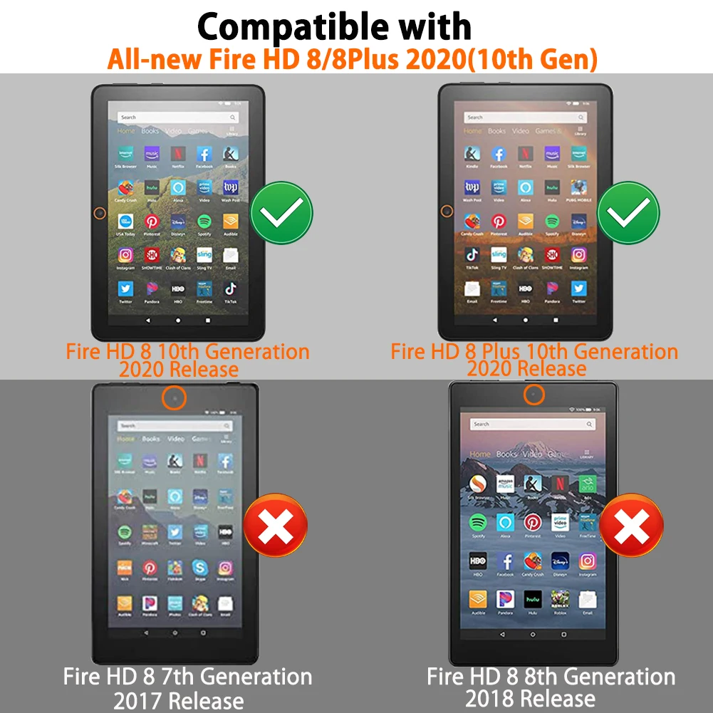 Чехол для всех-New Kindle Fire HD 8 чехол планшета Plus 2020 выпуск премиум кожа ультра тонкий