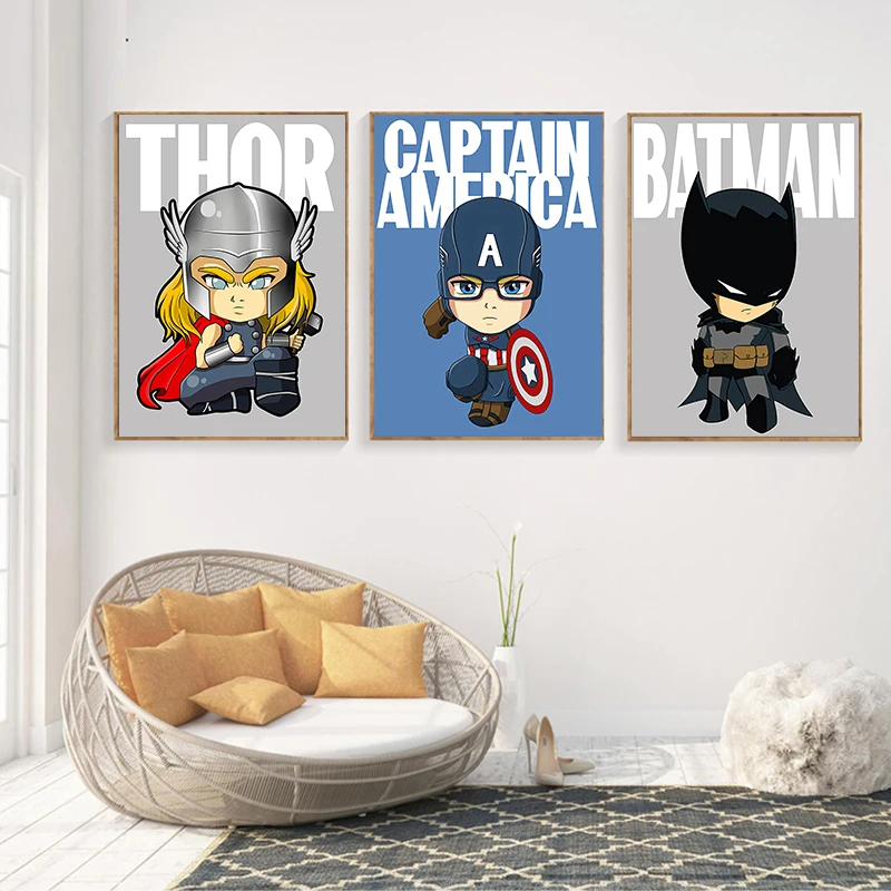 Marvel Мстители мультфильм Супергерои постер картины на холсте железный человек