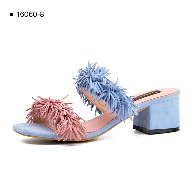 Pink and blue Donna-in/распродажа; Шлепанцы из натуральной кожи; женская летняя обувь; Уличная обувь на плоской подошве; женская обувь на платформе; пляжные вьетнамки; сандалии - Цвет: Pink and blue