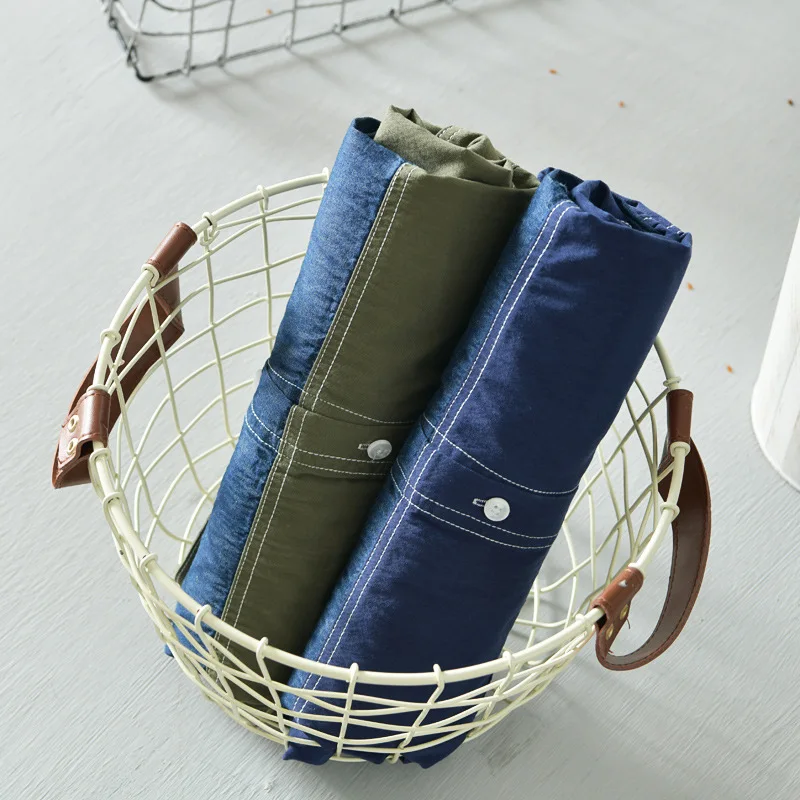 Мужская джинсовая рубашка в стиле пэчворк Облегающая армейского зеленого цвета