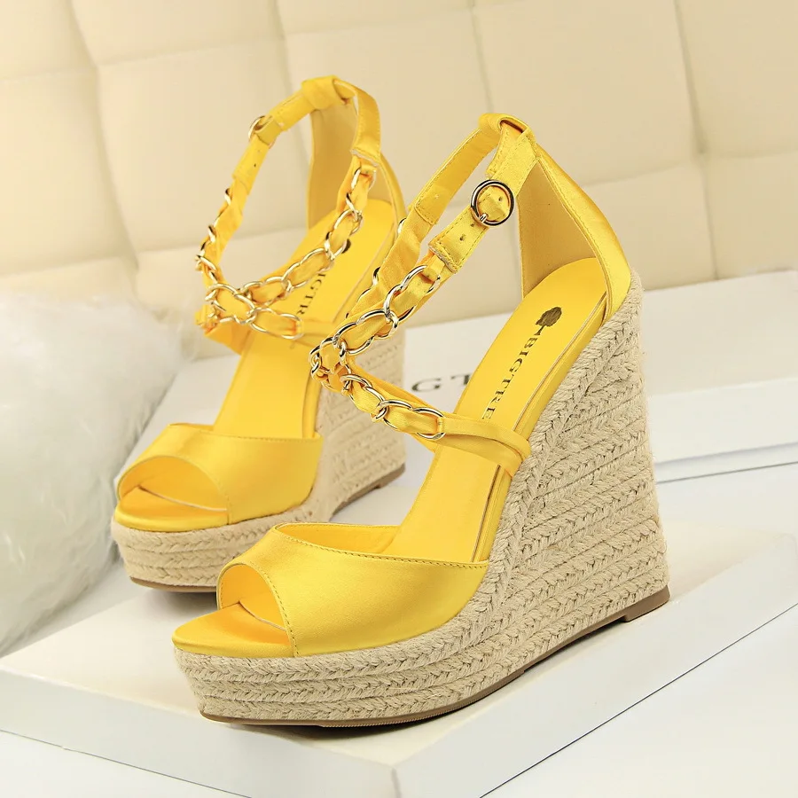 COWCOM/Женская обувь на высоком каблуке 13 см тканая платформе с толстой подошвой из