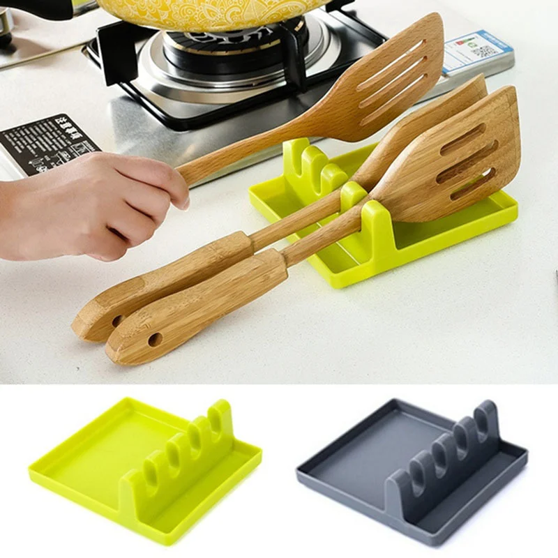 

1Pcs Heat Resistant Silicone Spoon Rest Ladle Utensil Holder Organizer Rack Storage Cooking Tool Holder Kitchen Accessories