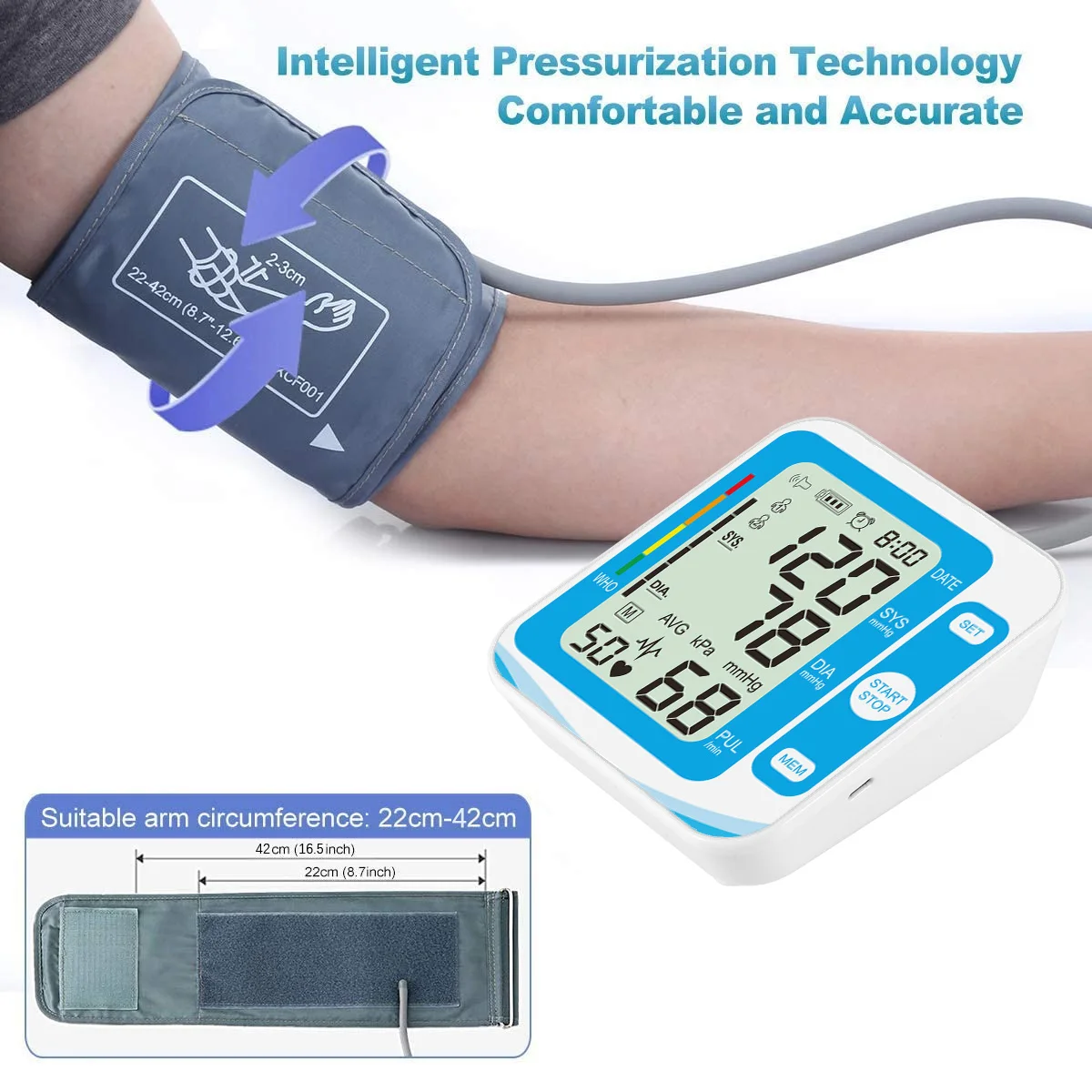 

Домашний медицинский автоматический тонометр для измерения сердцебиения, с ЖК-дисплеем