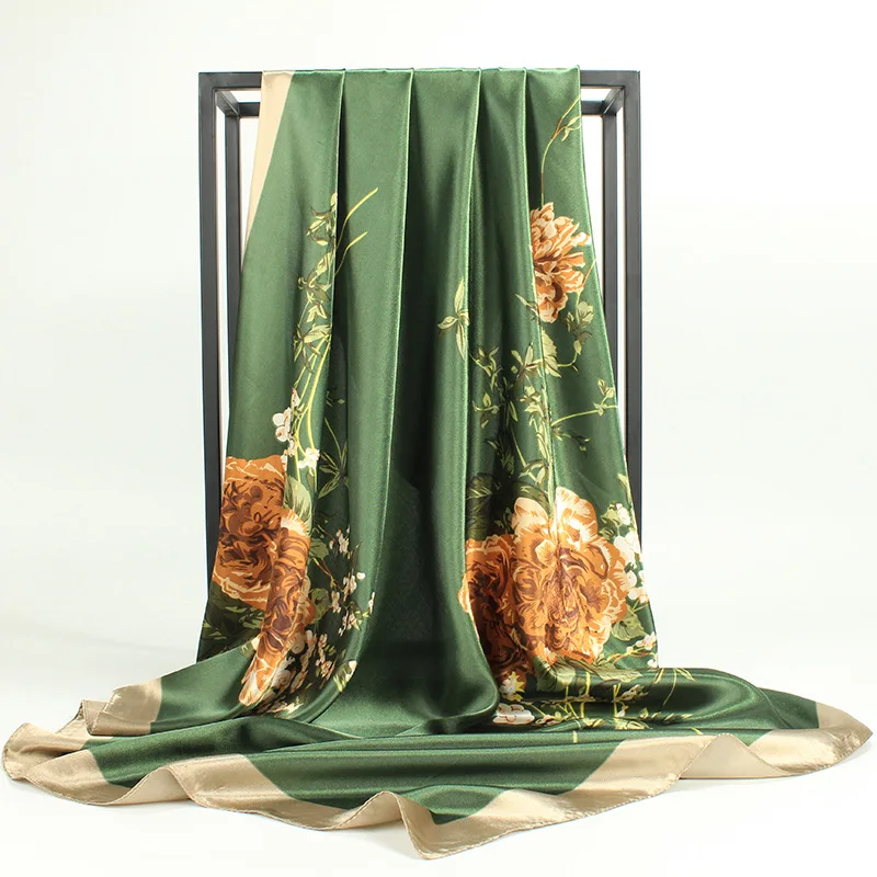 Атласные шелковые квадратные шарфы 90 см Малайзия саржевый Шелковый большой шарф